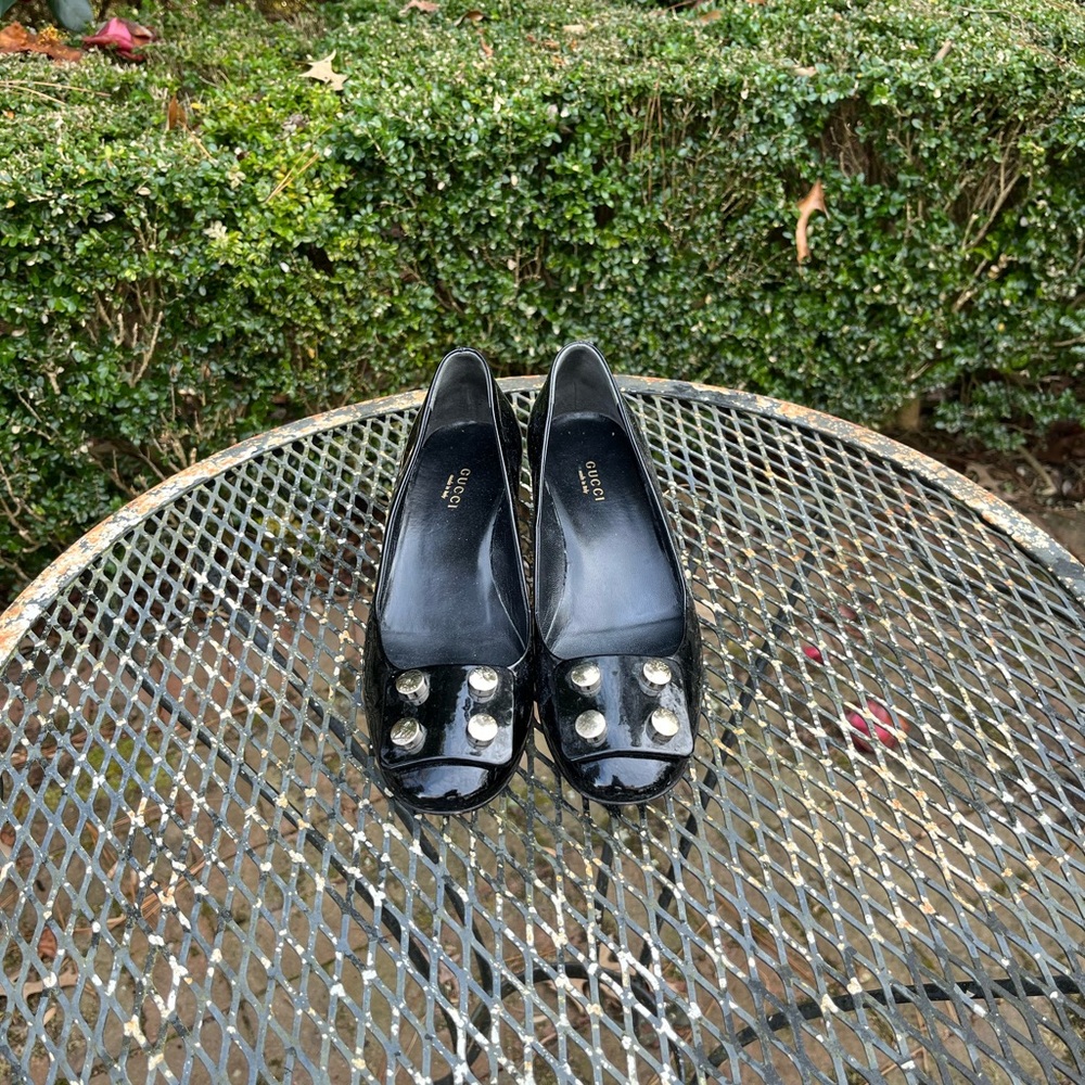 Gucci Black Heels with Silver Accents